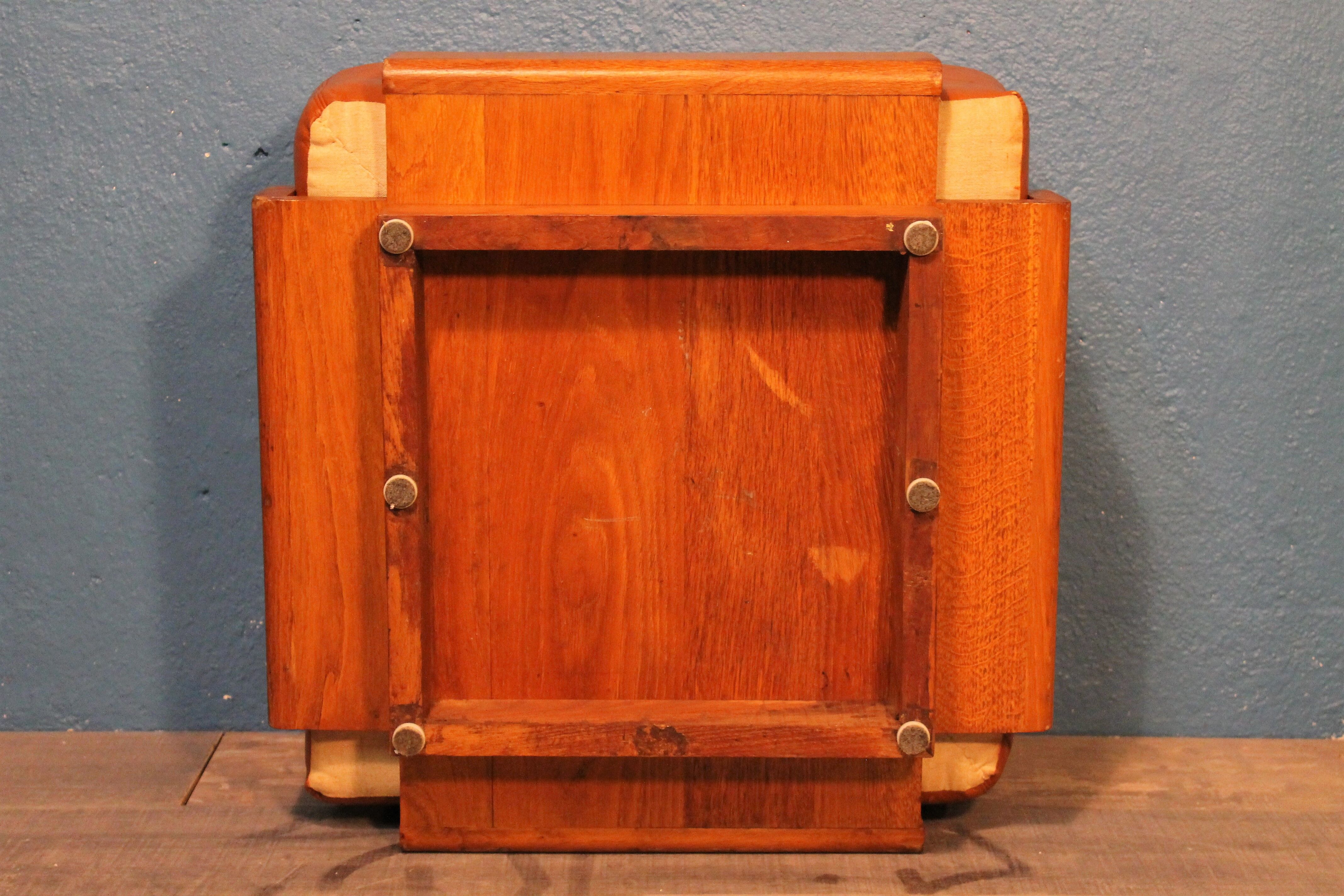 Stool / Ottoman Scandinavian leather & wood 1960