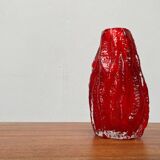 Thick glass vase with heavy bark, German mid-century by Ingrid Glas, Germany, 1960s.