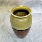 Lime green, black and brown ceramic vase.