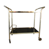 Serving Golden two trays in black glass - vintage