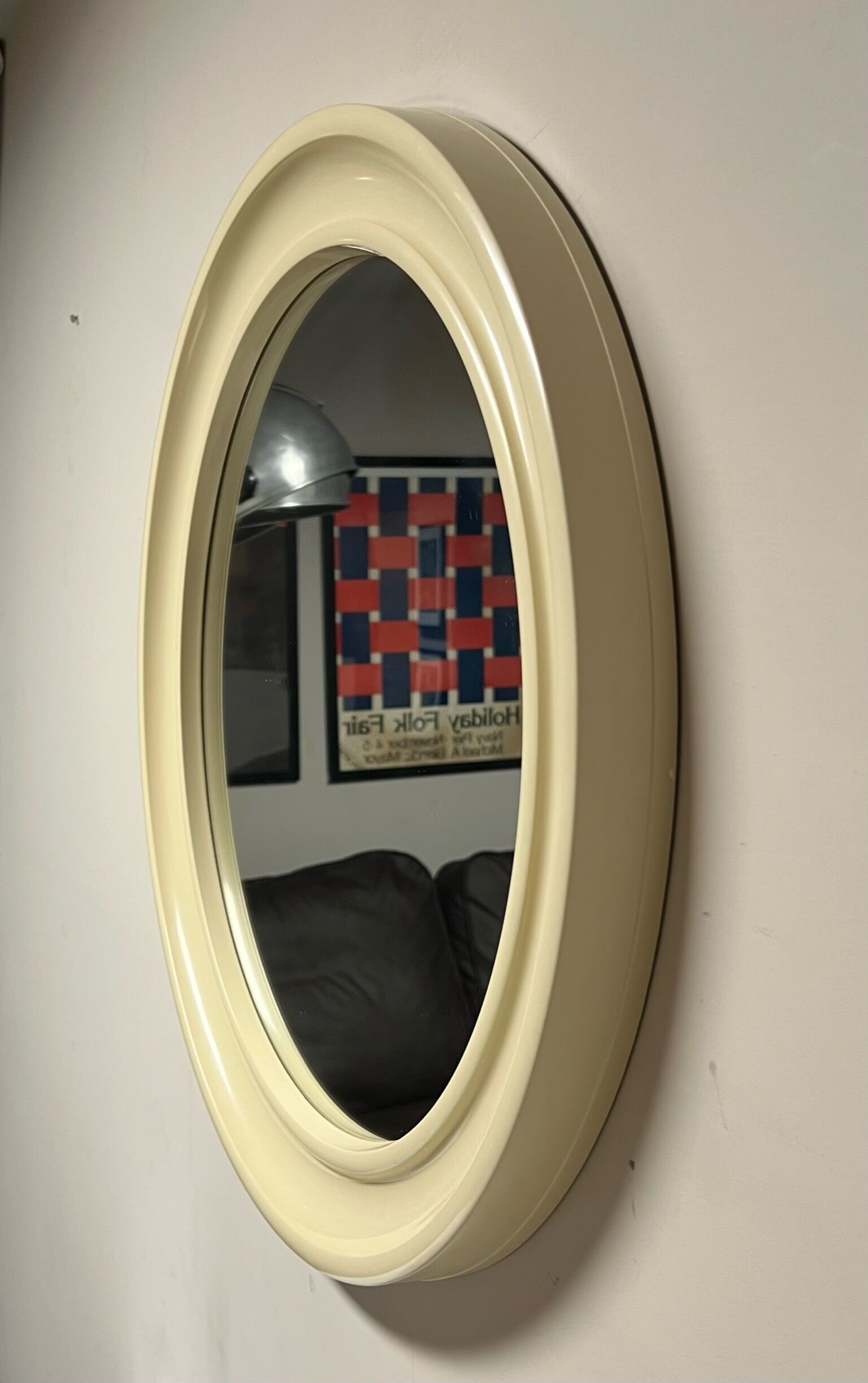 Carrara & matta 70s mirror, space age vintage bakelite mirror model america