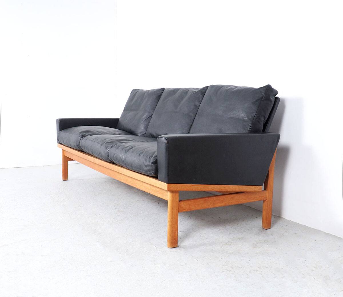 Vintage Black Leather Sofa by Poul M. Volther for Erik Jørgensen, 1960s