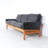 Vintage Black Leather Sofa by Poul M. Volther for Erik Jørgensen, 1960s