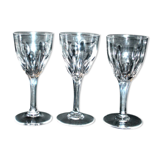 Set of 3 crystal carved wine glasses from saint-louis model vic 1930 14.5cm