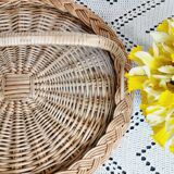 Wicker and glass top
