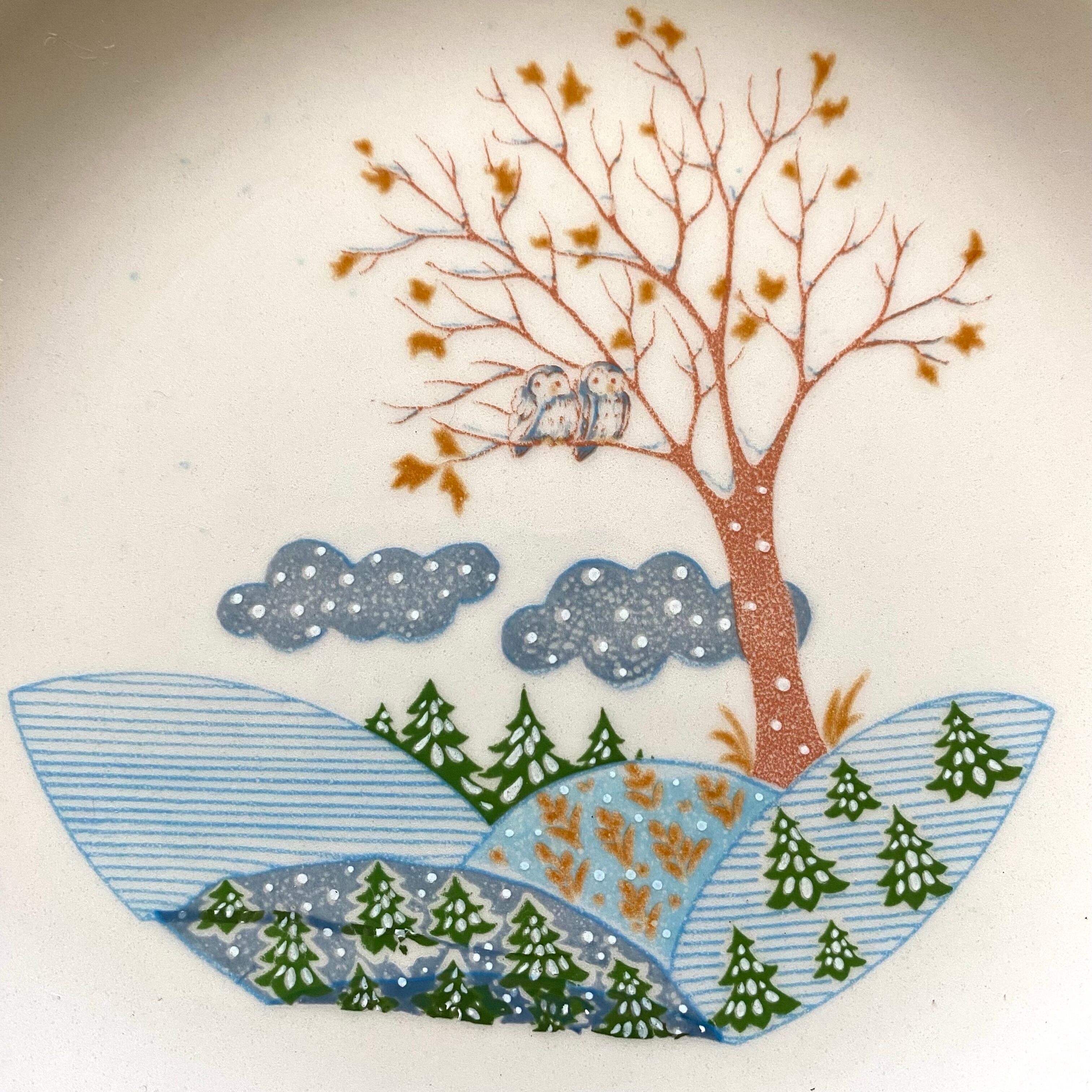 Dessert plates landscape Italy 80s
