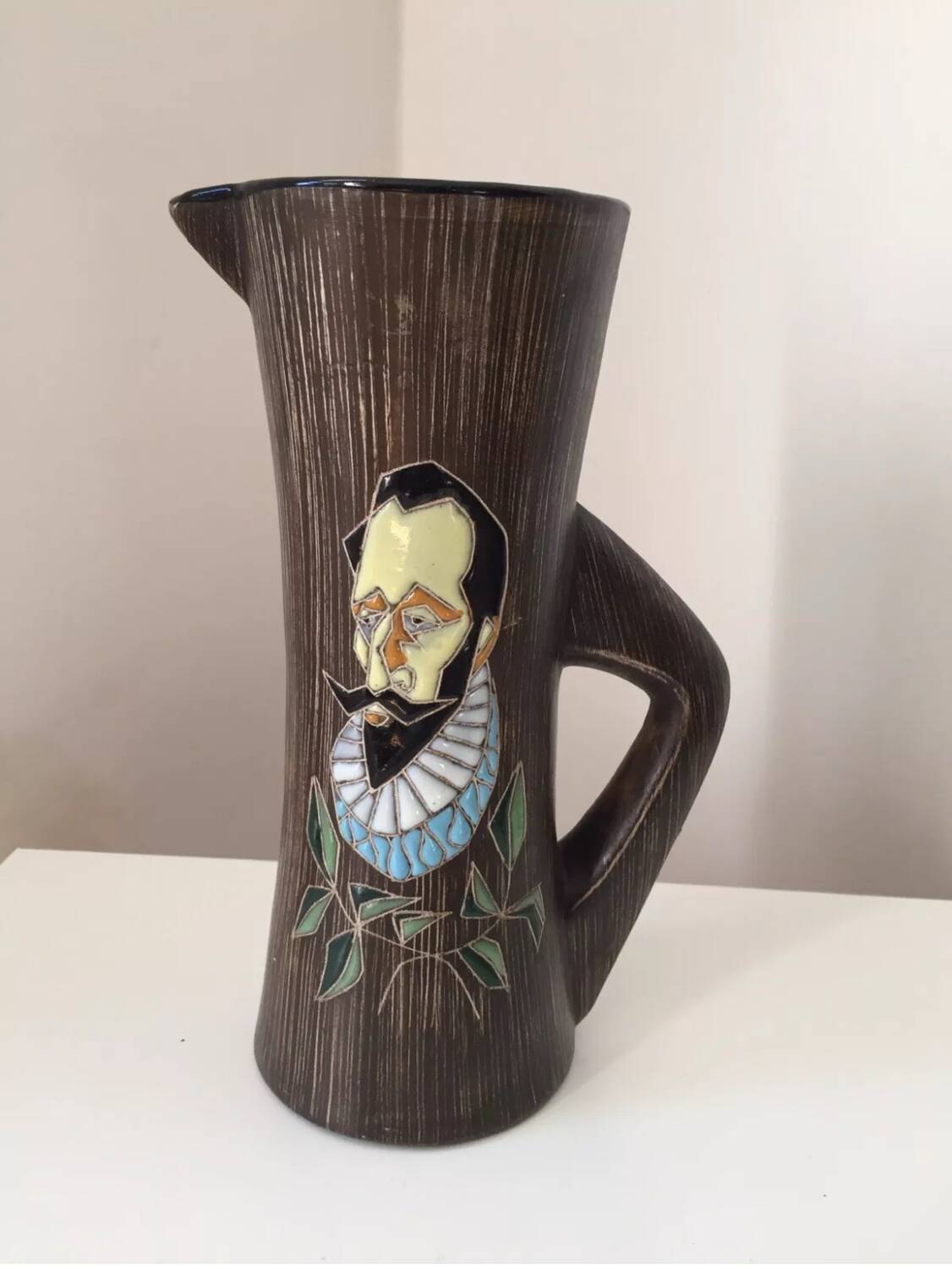 Pichet en céramique effet bois, 1950