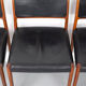 Set of 6 wooden Dining Chairs with black Leather, 1960