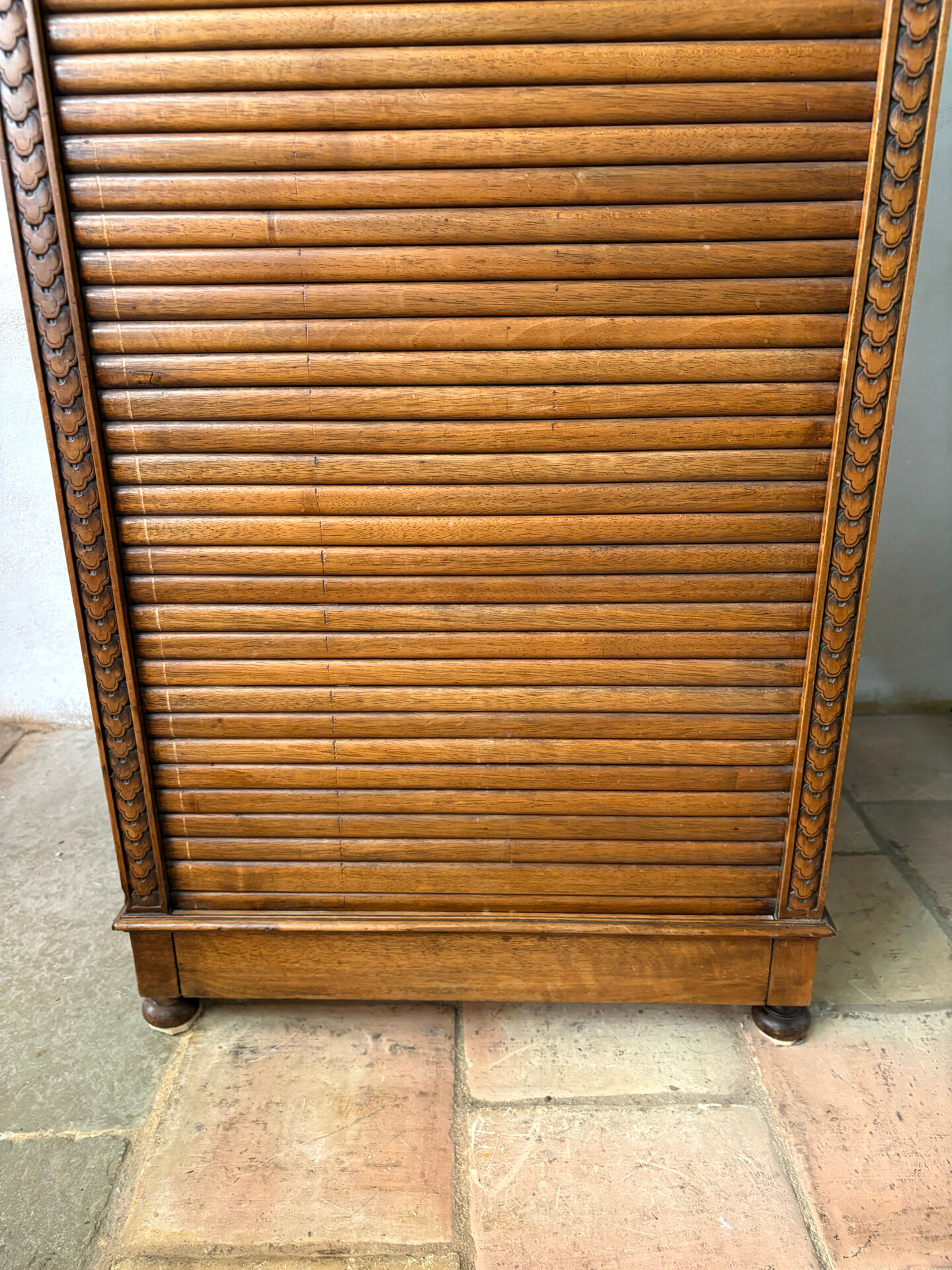 Filing cabinet with curtains