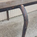 School bench wood and vintage metal