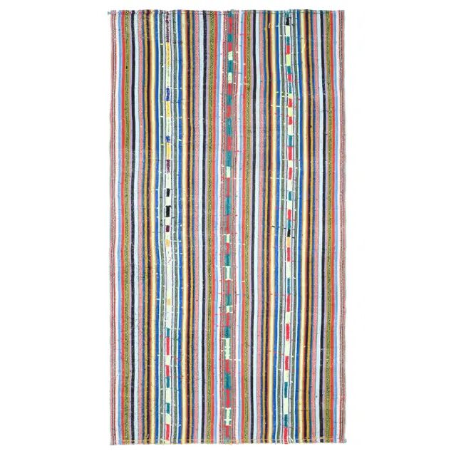 1970s Vintage Turkish Oushak Handmade Wool Cotton Blue Runner Rug 163x306