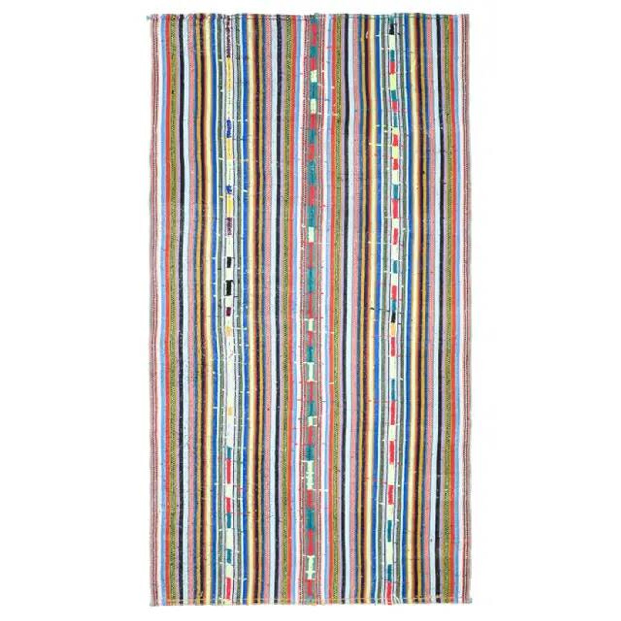 1970s Vintage Turkish Oushak Handmade Wool Cotton Blue Runner Rug 163x306