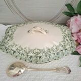 Antique earthenware vegetable or soup tureen in iron earthenware