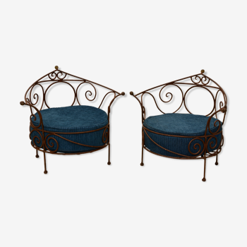 Wrought iron armchairs