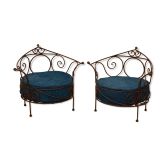 Wrought iron armchairs