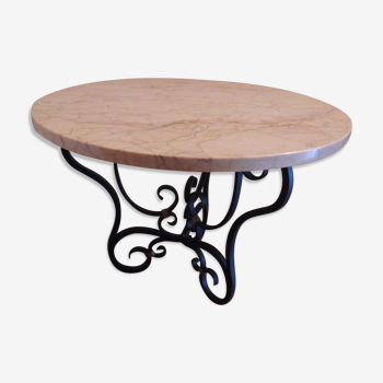 Low table in marble and wrought iron 70 years