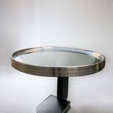 Vintage side table in glass, wood and aluminum