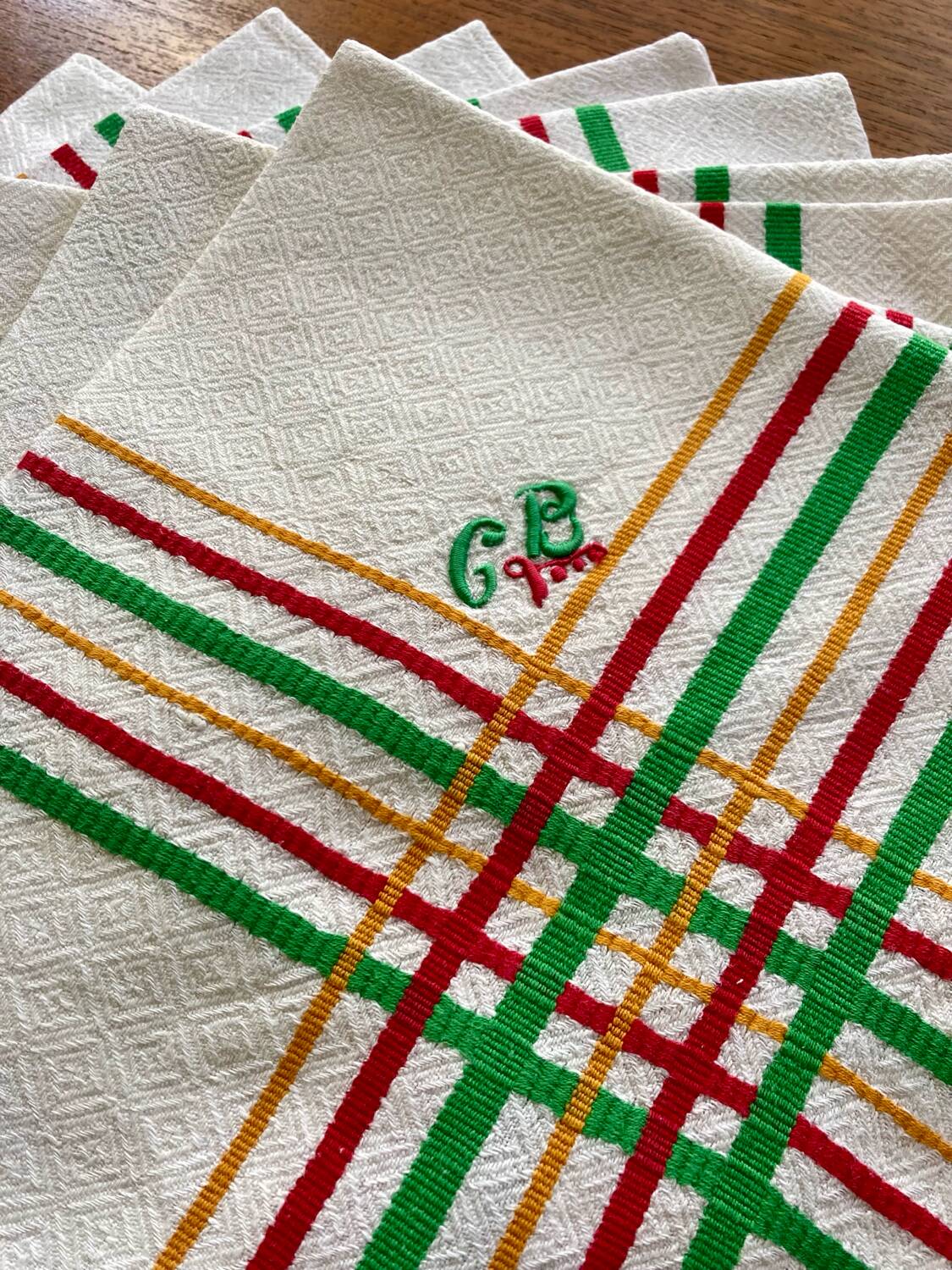 Vintage monogrammed Basque napkins