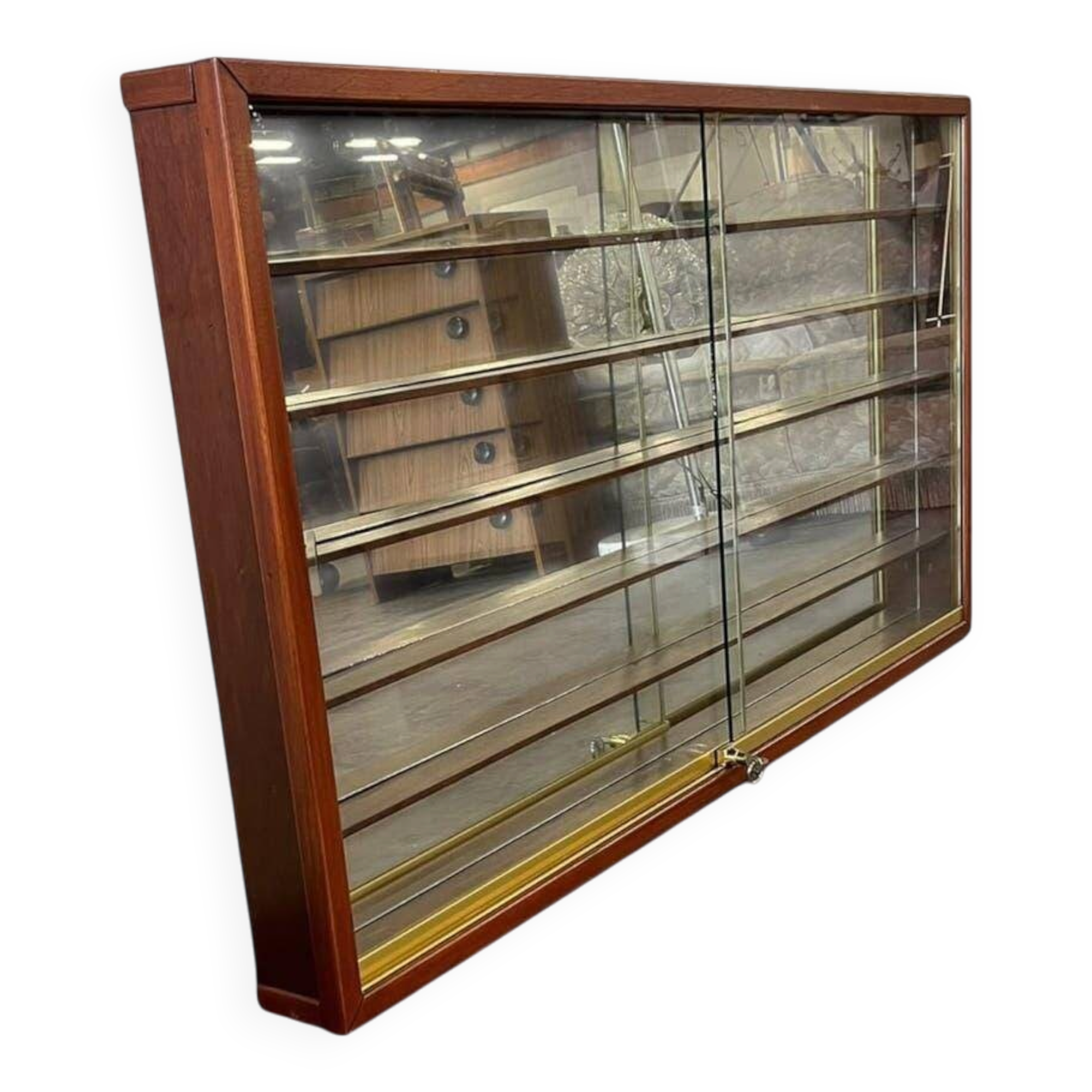 Vintage shallow wooden display shelf/wall support.