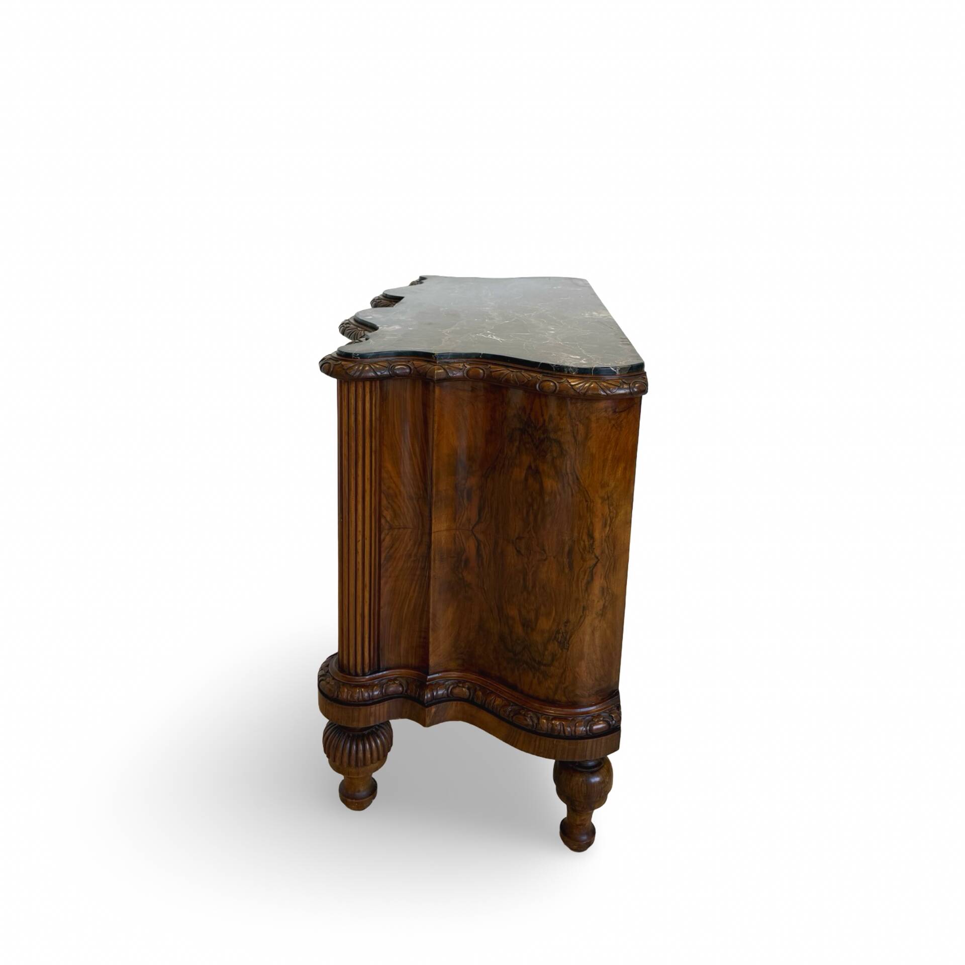 antique walnut serpentine commode