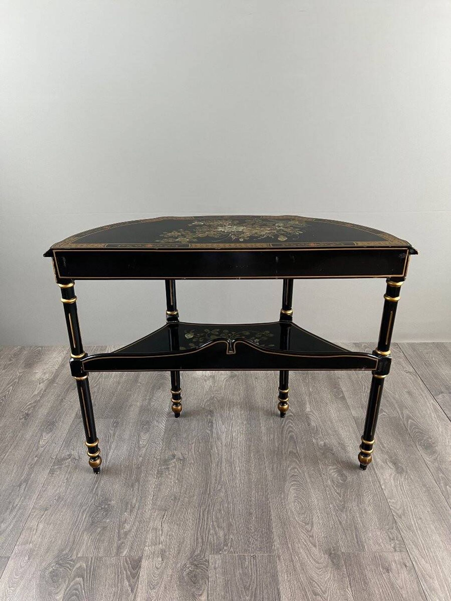 Console Demi-Lune Peinte et Dorée, Style Louis XVI, XXe Siècle