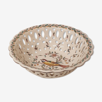 Braided white salad bowl, hand-painted décor