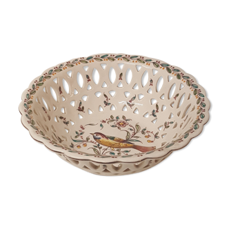 Braided white salad bowl, hand-painted décor