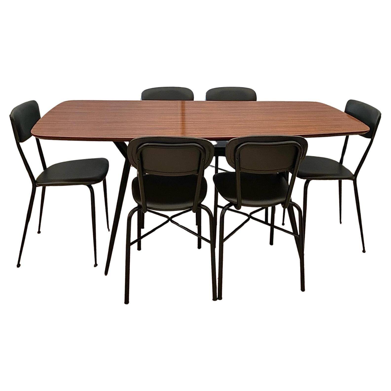 Midcentury modern six seats dining table, Italy 1960 's