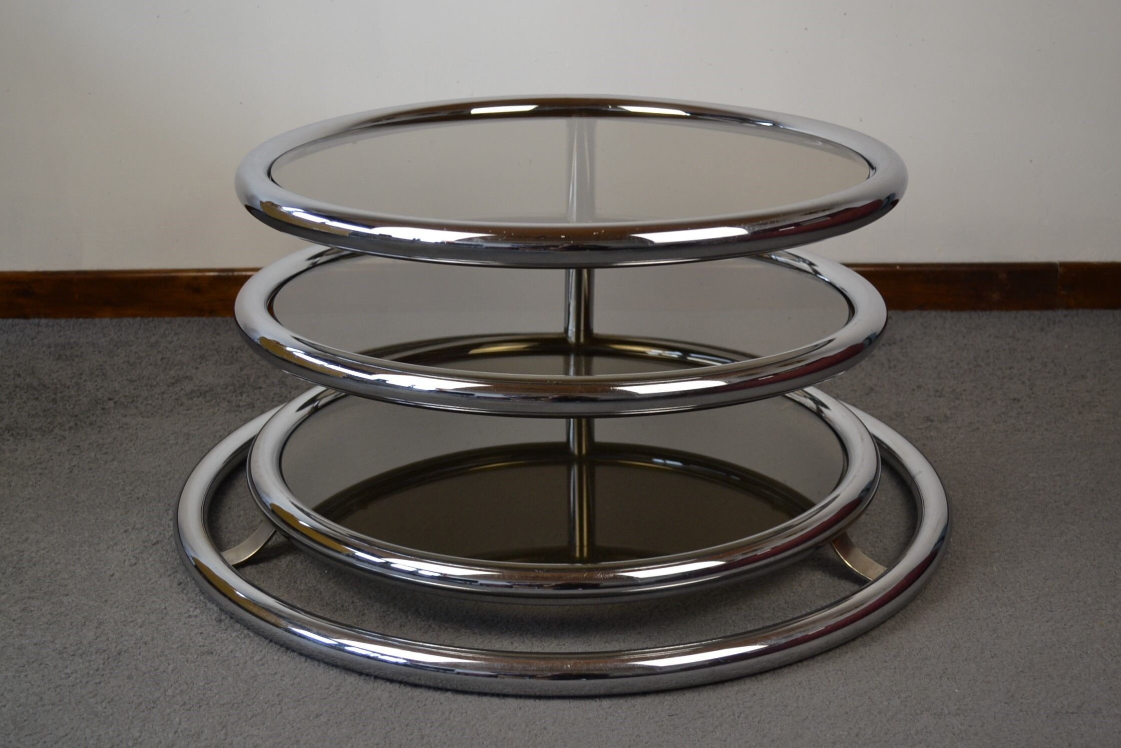 Vintage coffee table with 70s swivel trays