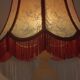 French vintage round marble table lamp with hide skin decorative shade