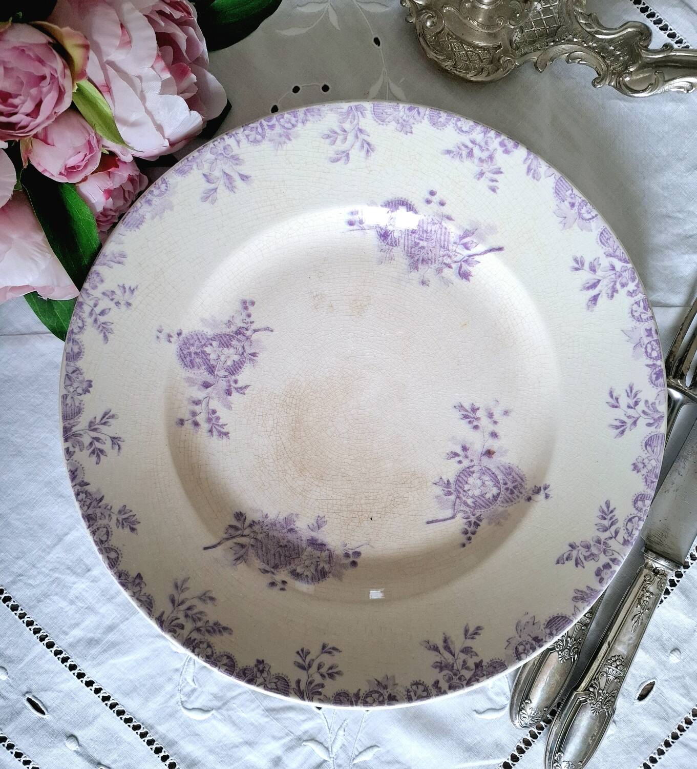 Antique iron earthenware dish