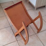 Vintage wood and velvet footrest