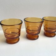 Set of 5 amber liquor glasses in duralex 60s molded glass