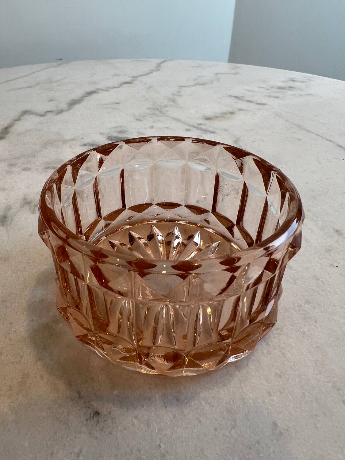 Small pink glass bowl