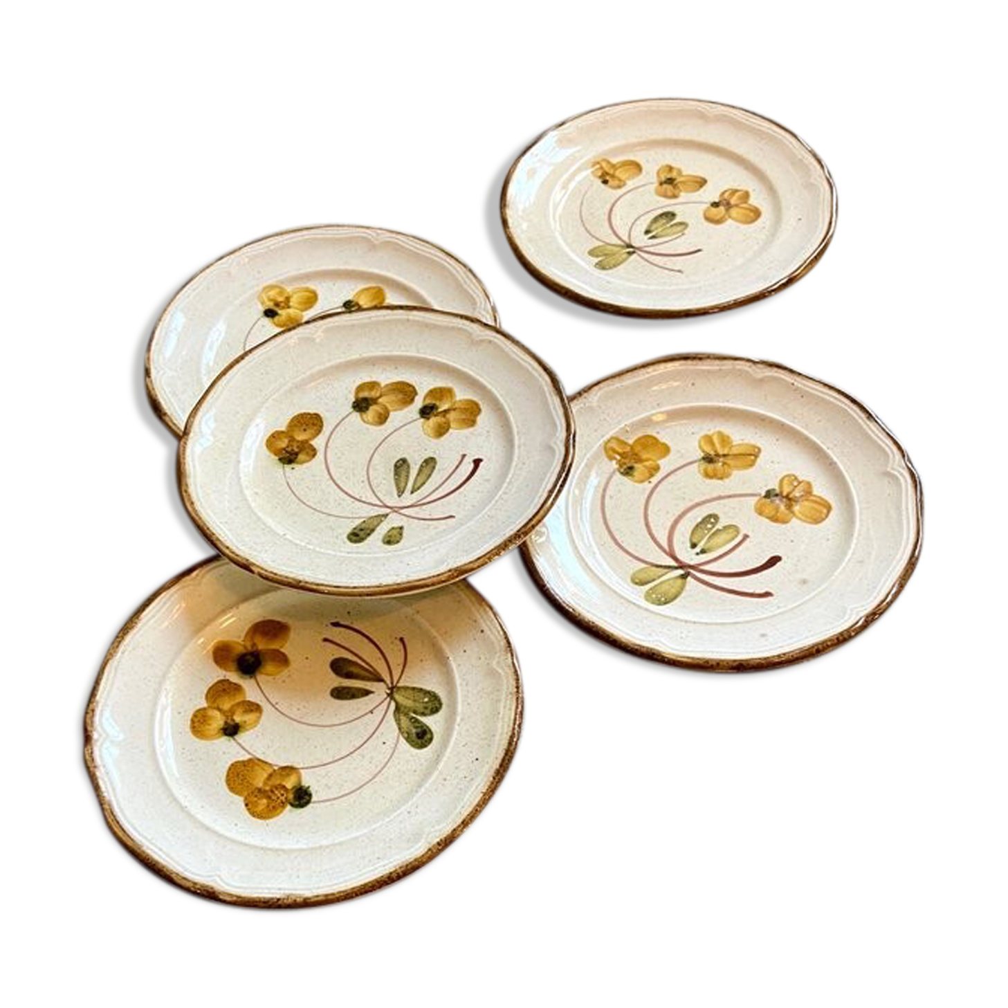 5 dessert plates in hand-painted Italian earthenware