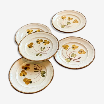 5 dessert plates in hand-painted Italian earthenware