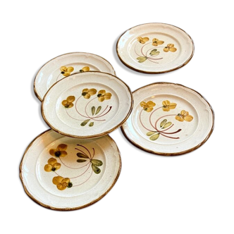 5 dessert plates in hand-painted Italian earthenware