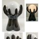 Black ceramic and opaline design hand lamp 90s