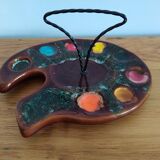 Painted ceramic vintage cheese tray, vallauris painter's palette