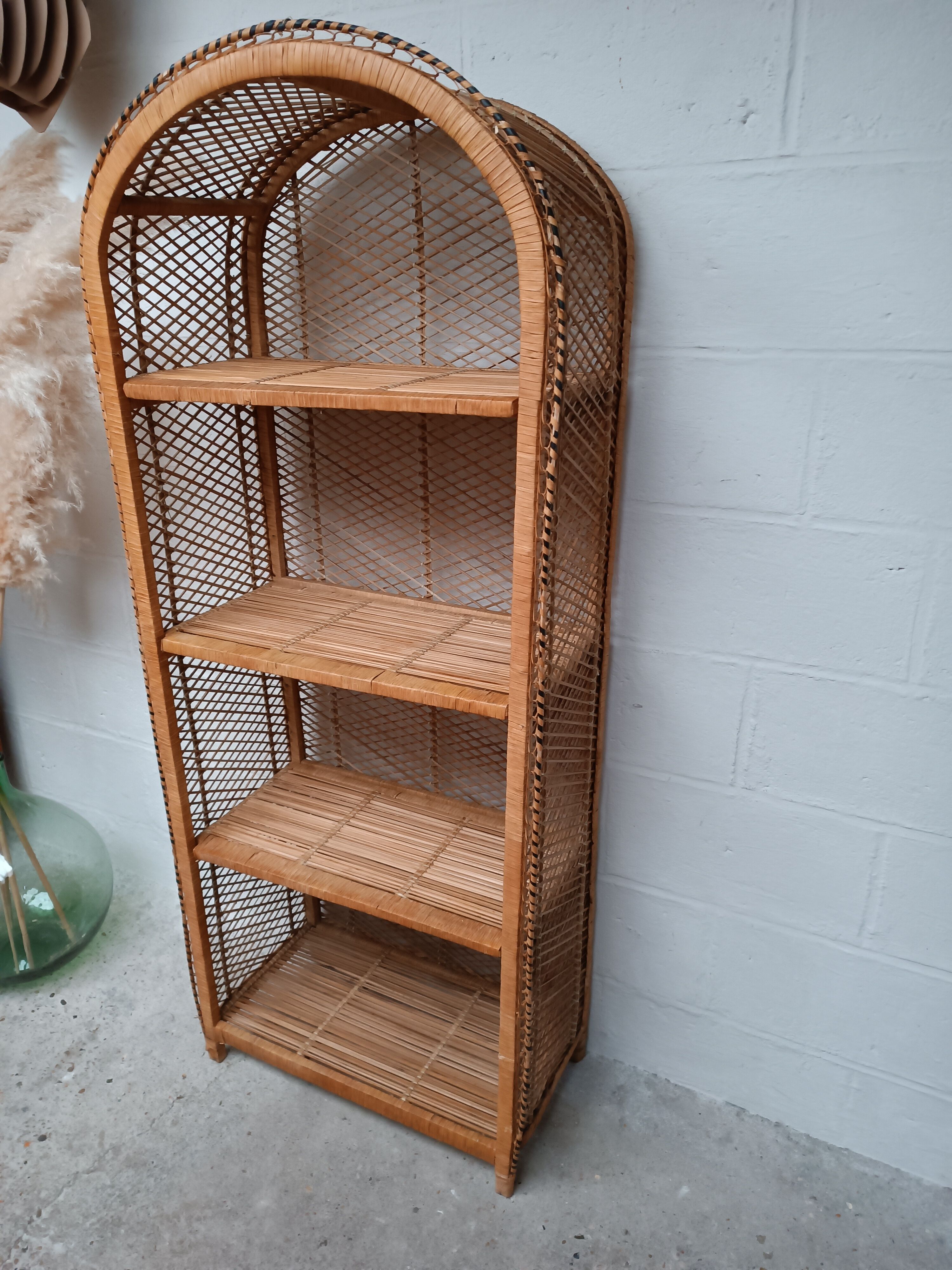 Vintage rattan bookcase