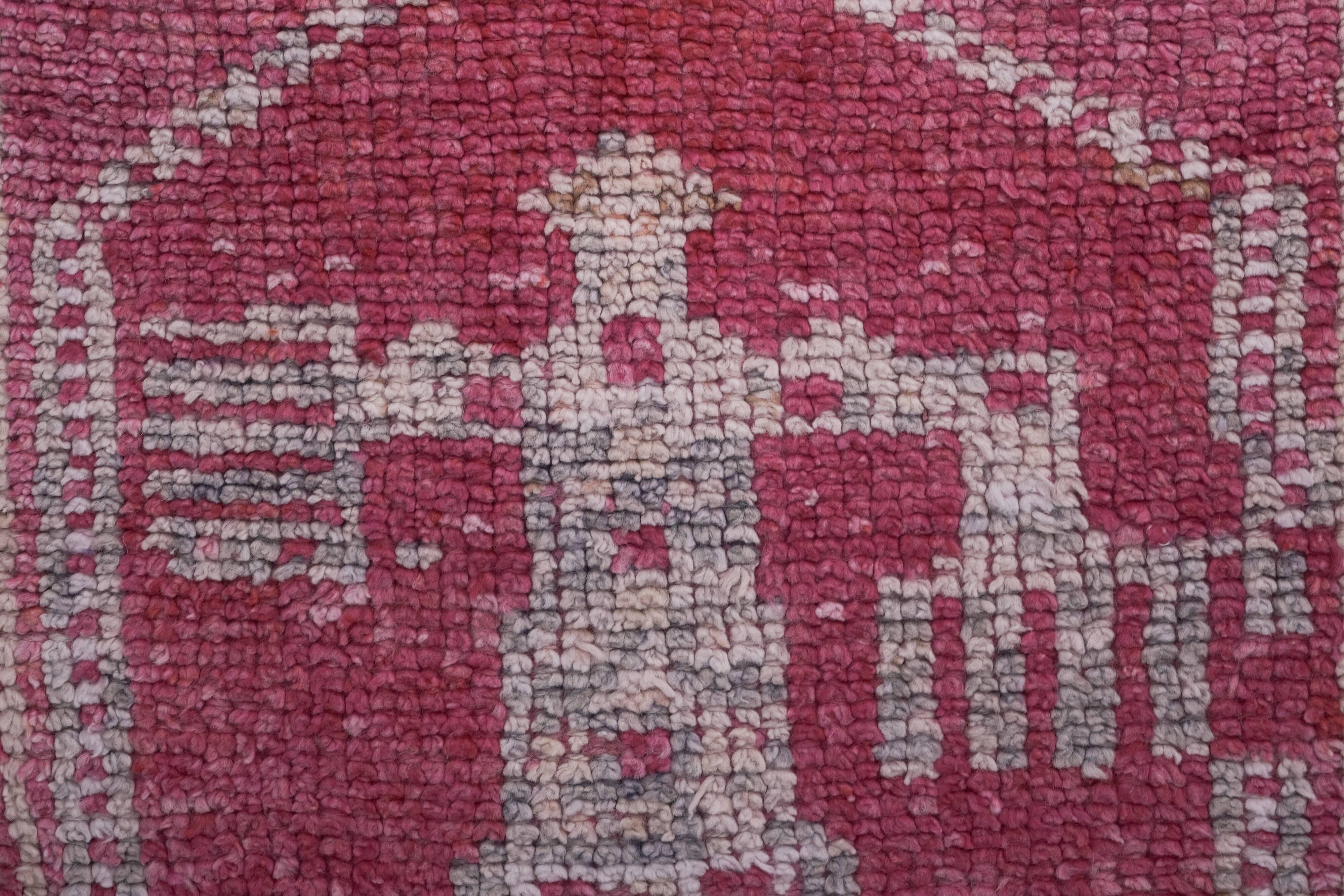 Vintage Turkish rug from Oushak, hand-woven 87x302 cm