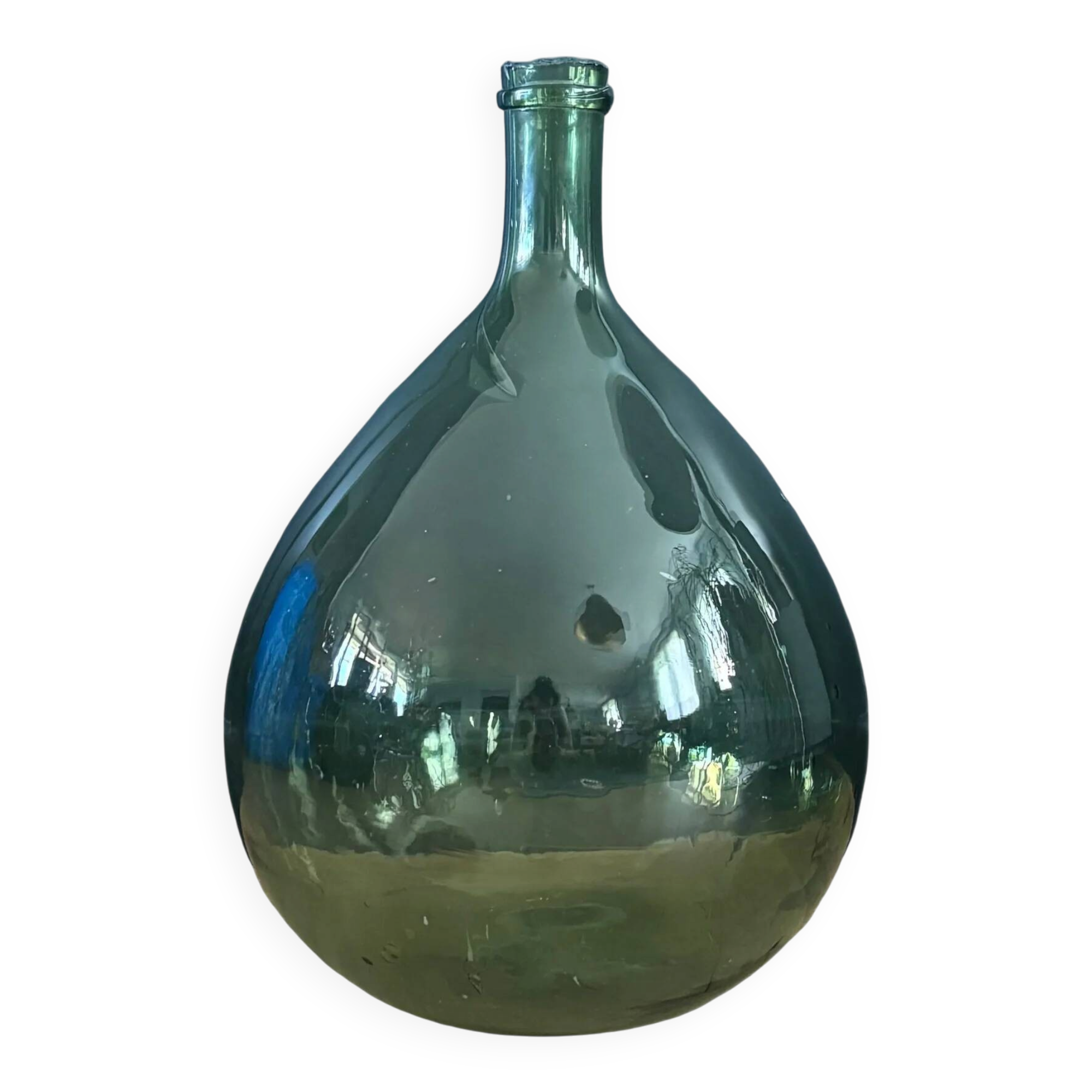 Antique green glass carafe