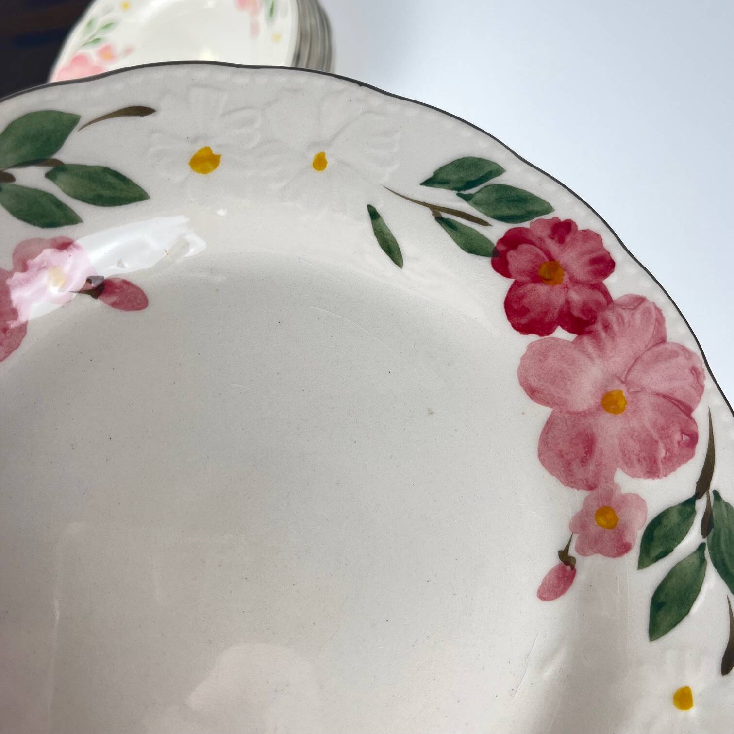 Set of 8 dessert plates: Cameo Florals Malaysia porcelain 1970–90