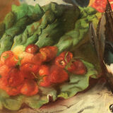 Pair of oval-shaped pastels, still lifes with game, XIXth