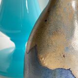Vintage Blue Stoneware and Opaline Glass VASES