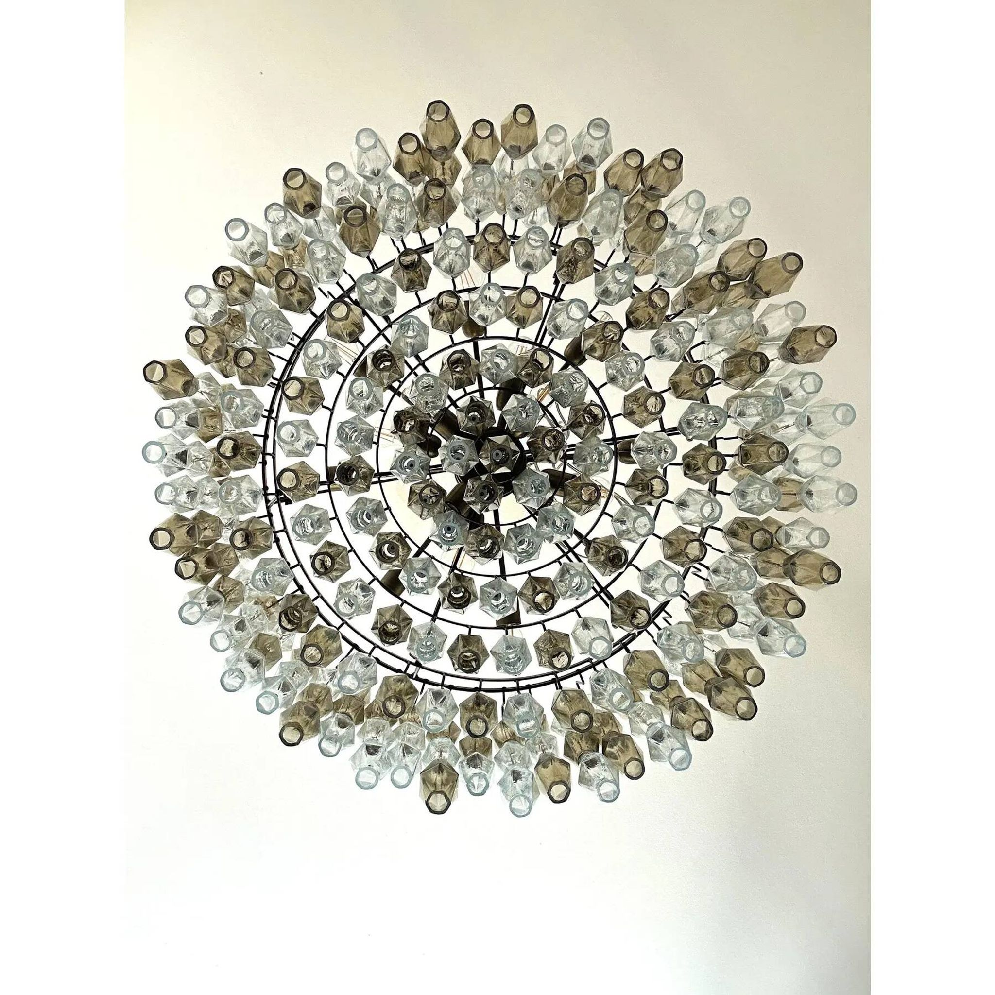 Luxury Contemporary Poliedro Murano Glass Chandelier in Brunish Finish
