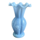 Small blue milk glass vase