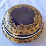 Large Limoges porcelain candy box - Oven blue and gold -