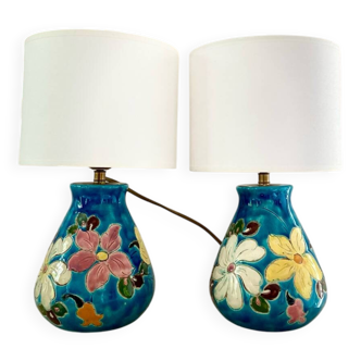 Pair of ceramic bedside lamps - Vallauris - 1989.