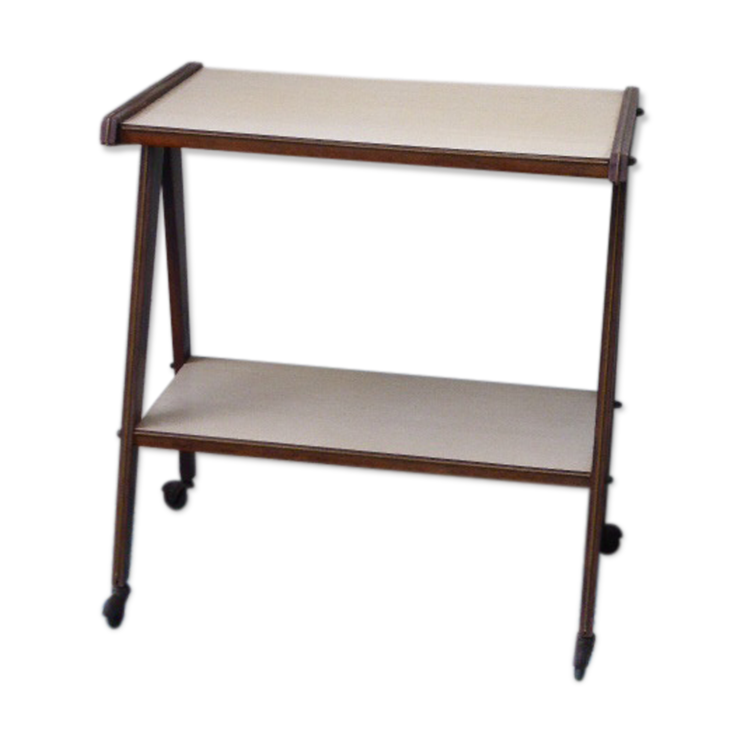 Service rolling feet wood and formica 1950